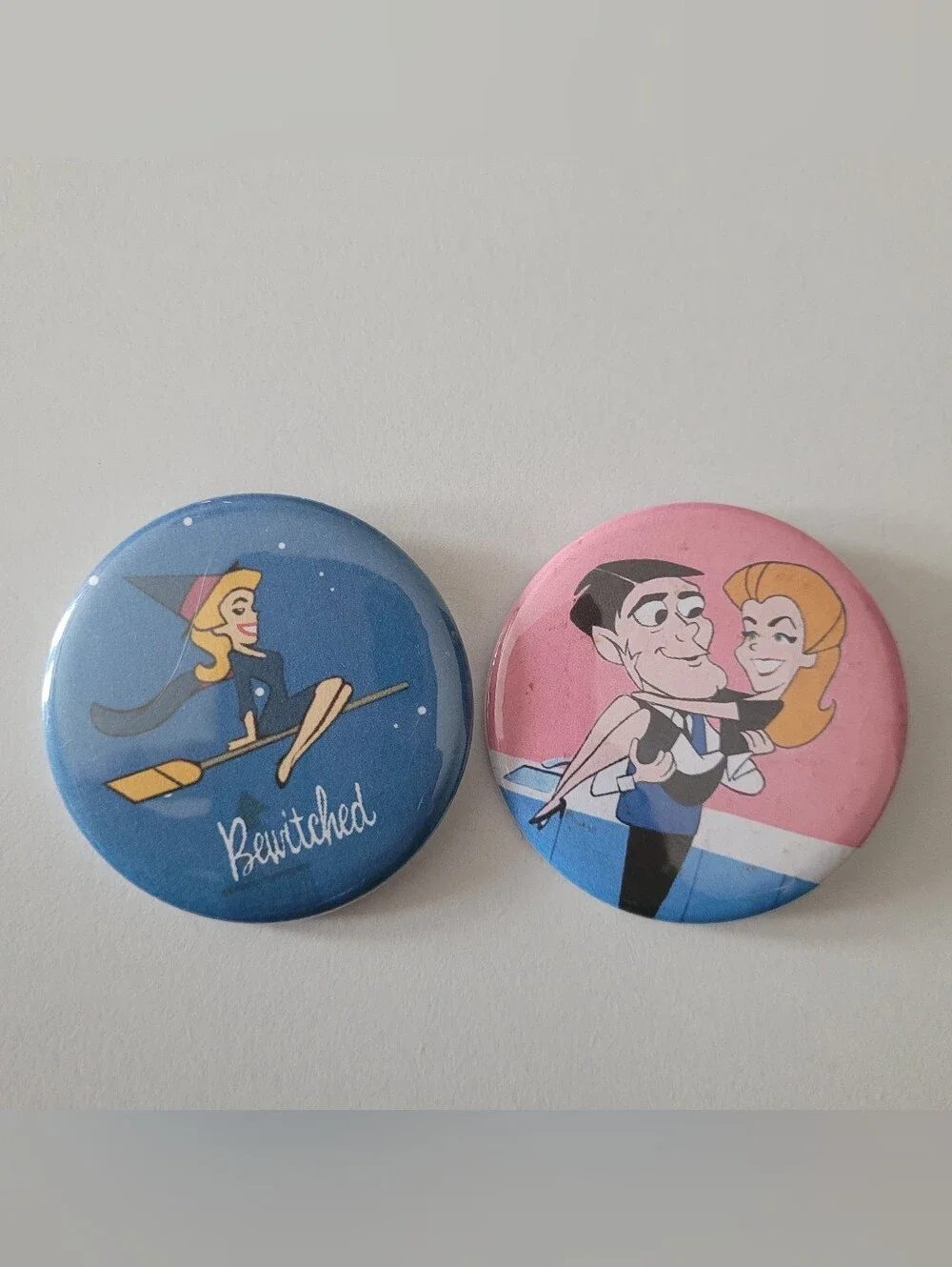 Retro Bewitched TV Show Pinback Buttons Set Hanna-Barbera Samantha Darrin